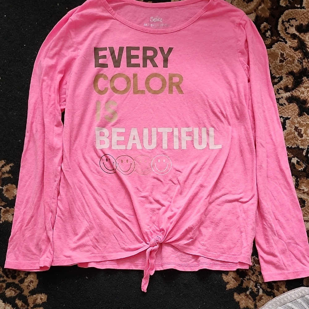 🌟Justice Graphic Pink Long Sleeve Top; 16/18 Plus